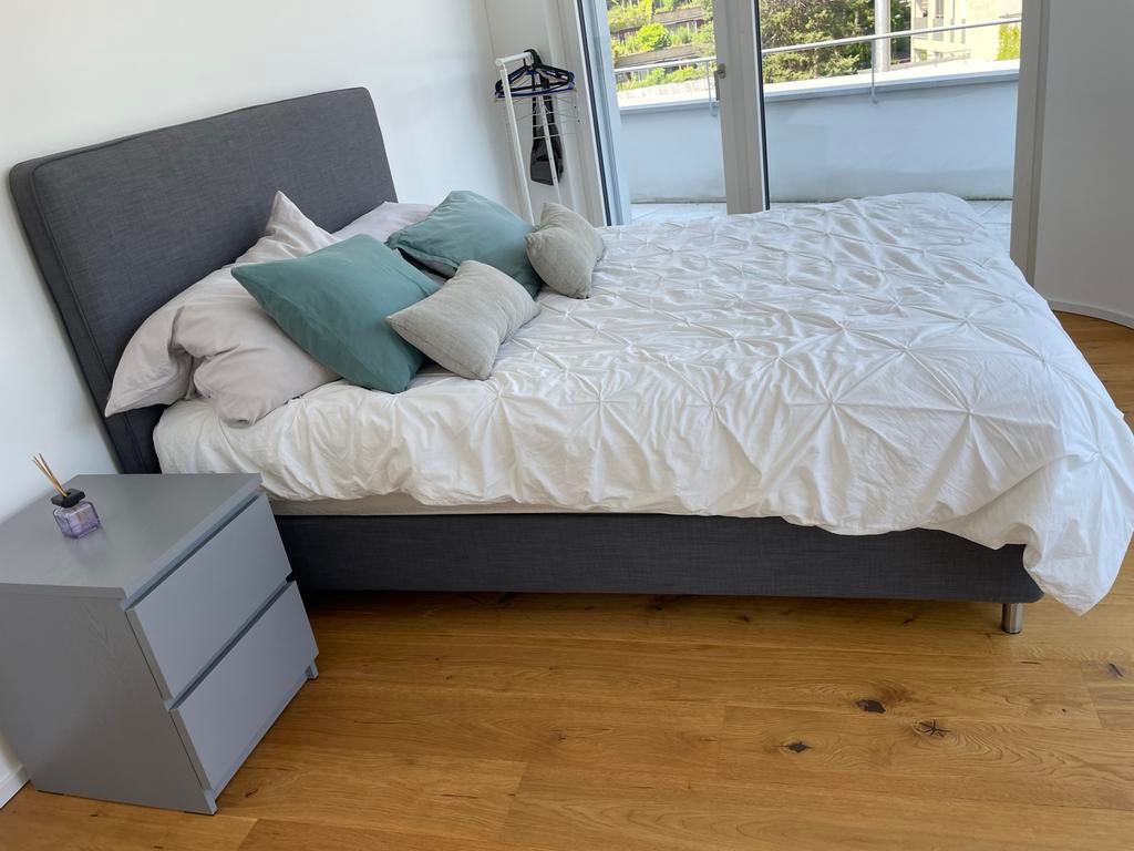 Boxspring Ikea Dunvik 160x200 + Matras+ 2 nachtkastjes- New, Huis en Inrichting, Ophalen, Tweepersoons, Zo goed als nieuw, 200 cm