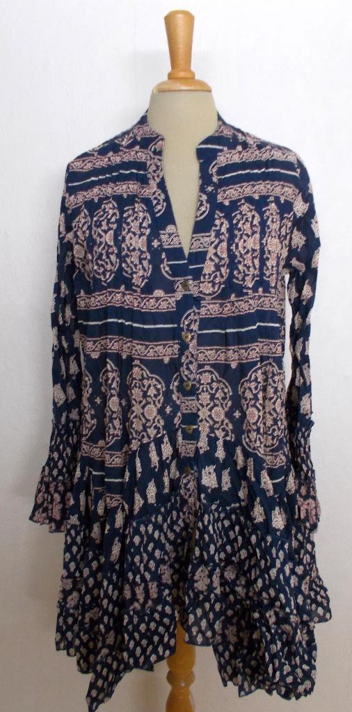 Blauw 100% katoenen batik print jurkje van Isla Ibiza! L, Kleding | Dames, Jurken, Zo goed als nieuw, Maat 42/44 (L), Blauw, Boven de knie