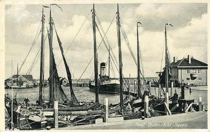 TEXEL OUDESCHILD – Haven 1937 (VK490), Verzamelen, Ansichtkaarten | Nederland, Gelopen, Waddeneilanden, 1920 tot 1940, Ophalen of Verzenden