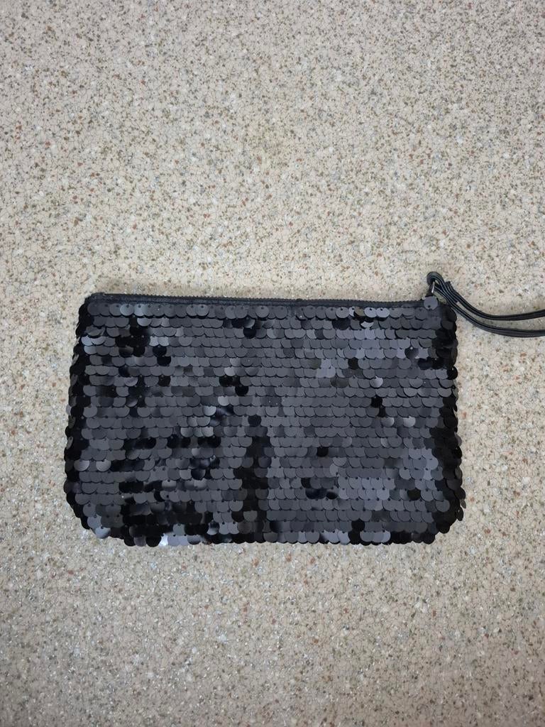 Zwarte Pailletten Clutch / Avondtasje, Ophalen of Verzenden, Zo goed als nieuw, Zwart, Avondtasje