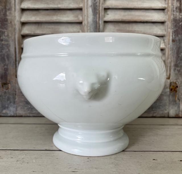 Franse witte uiensoep terrine met leeuwenkopjes CNP, Ophalen of Verzenden