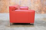 ZGANieuw 2 rode leren Leolux Pode Edith designbanken, Leolux, Leolux, Tweepersoons, 75 tot 100 cm