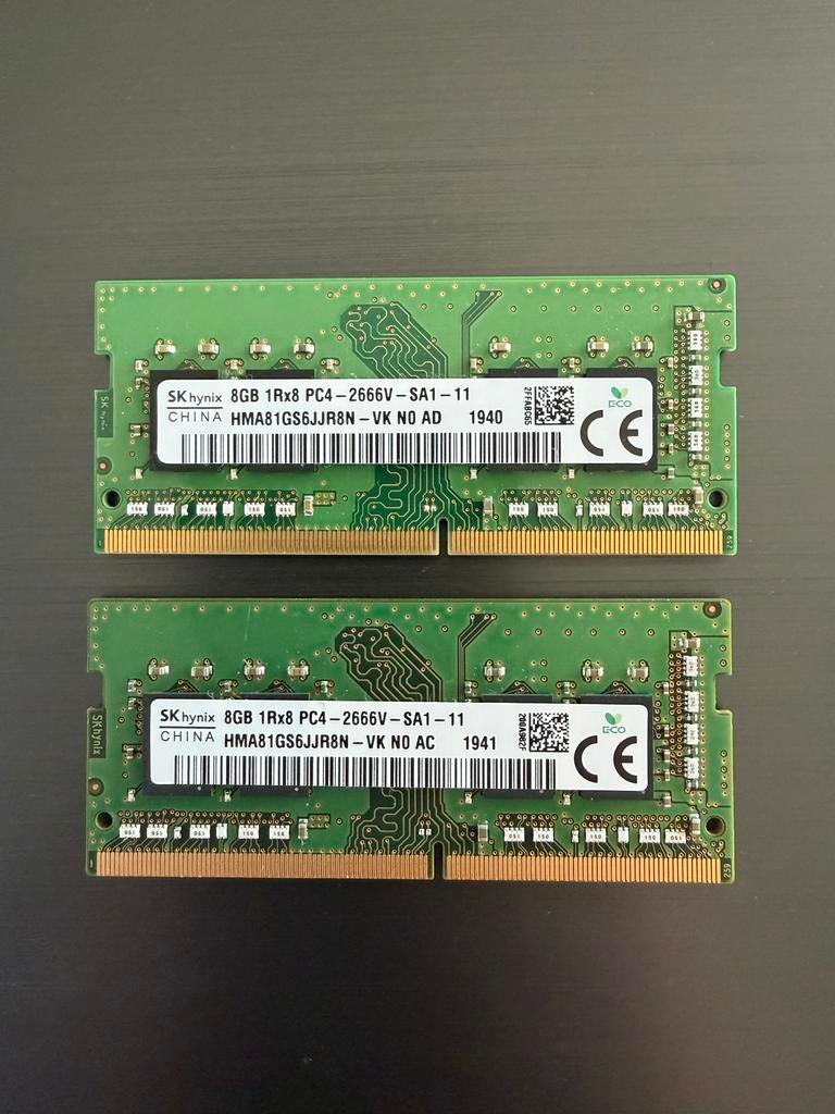 2x SK Hynix 8GB (16GB Dual Channel) DDR4 2666 so-dimm, Computers en Software, RAM geheugen, DDR4, Ophalen of Verzenden, Zo goed als nieuw