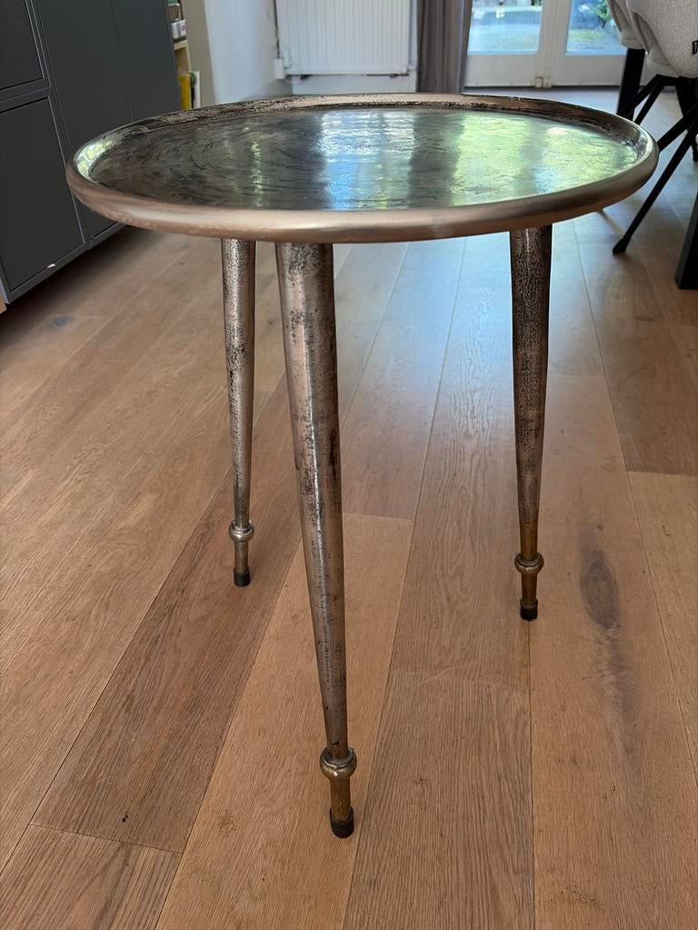 Riviera Maison bijzettafel, rond, 40x56 cm, Huis en Inrichting, Tafels | Bijzettafels, Minder dan 55 cm, Gebruikt, Metaal of Aluminium