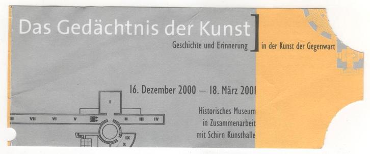 toegangkaartje Das Gedächtnis der Kunst (TK 7), Boeken, Kunst en Cultuur | Beeldend, Zo goed als nieuw, Ophalen of Verzenden