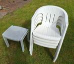4x kuip stoel met krukje/voetenbankje, Tuin en Terras, Tuinstoelen, Ophalen, Gebruikt, Kunststof, Stapelbaar