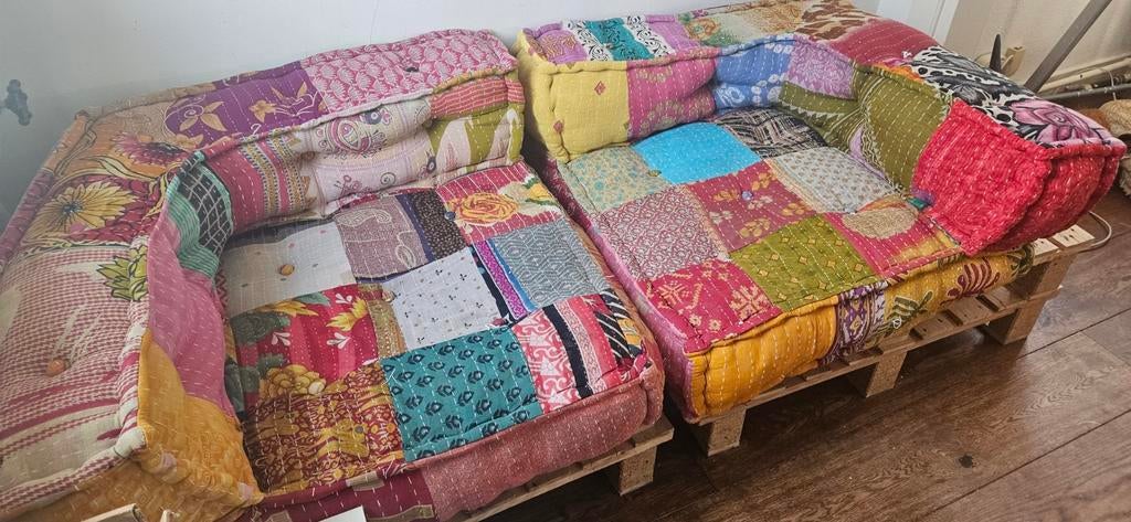 Indiaas stoffen bankje, Ophalen, Minder dan 75 cm, Tweepersoons, Zo goed als nieuw