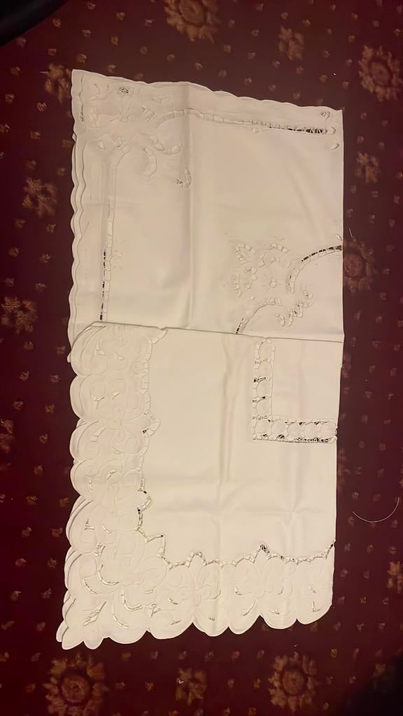 2 x brocante hardanger dekservet, Ophalen of Verzenden, Nieuw, Rechthoek