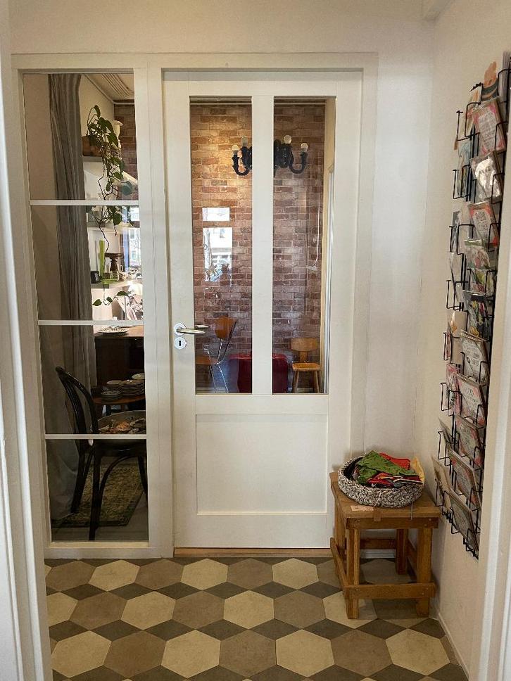 Binnendeur, Doe-het-zelf en Verbouw, Deuren en Horren, Gebruikt, Binnendeur, 200 tot 215 cm, 80 tot 100 cm, Glas, Hout, Ophalen