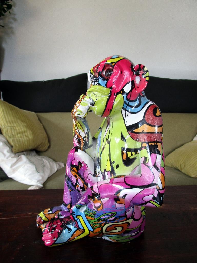 beeld aap, pop art of hydro dip, graffiti stijl, Ophalen of Verzenden, Nieuw, Dier