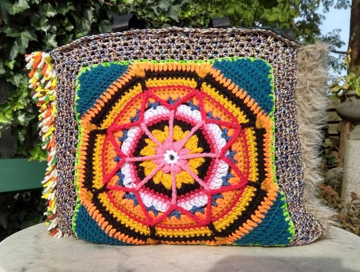Hippie, festival, granny square, smyrna, psychedelisch tas, Sieraden, Tassen en Uiterlijk, Tassen | Schoudertassen, Nieuw, Overige merken