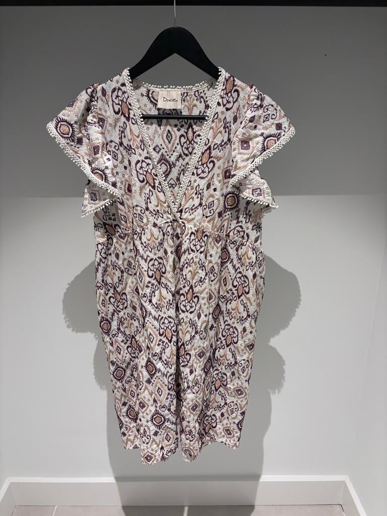 Dixie Jurk met Geborduurde Details - Maat M, Maat 38/40 (M), Verzenden, Wit, Zo goed als nieuw