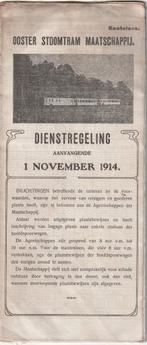 Ooster Stoomtram Maatschappij Dienstregeling 1 Nov 1914, Verzamelen, Verzenden, Gebruikt, Tram, Kaart of Prent