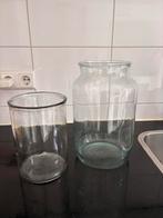 2 glazen vazen/potten - ideaal voor decoratie of opslag, Ophalen of Verzenden