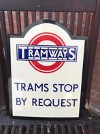 Tramways vintage emaille bord, Ophalen, Gebruikt, Reclamebord