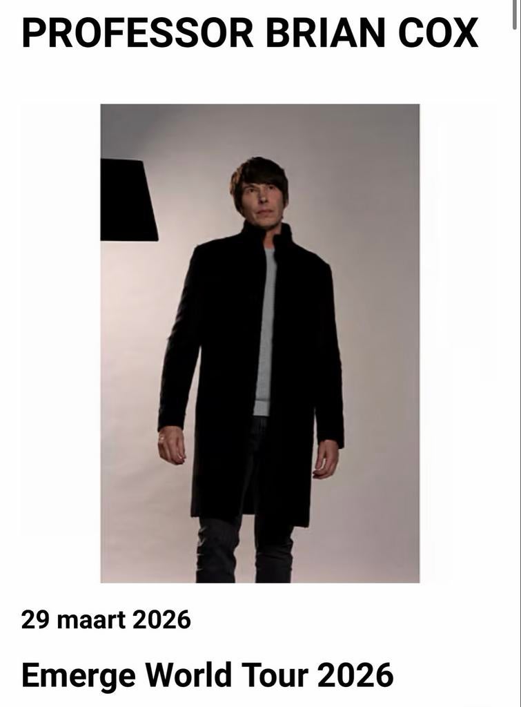 Tickets Brian Cox, 29 maart 2026 in de Rai, Tickets en Kaartjes, Twee personen, Maart