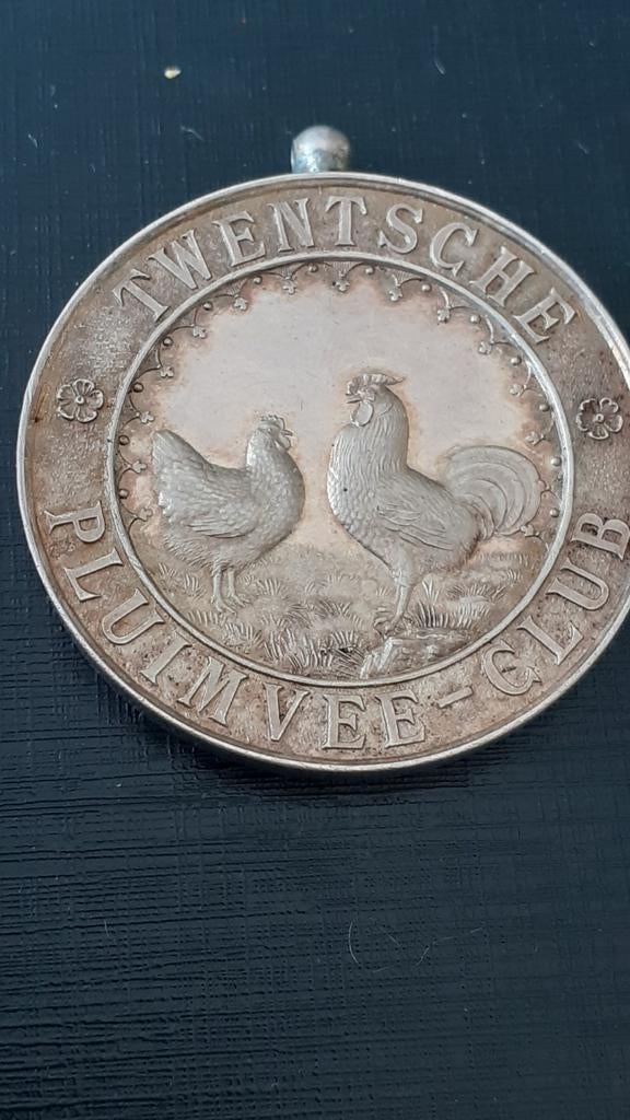 Zilveren penning twentsche pluimvee club 1896, Verzenden, Zilver