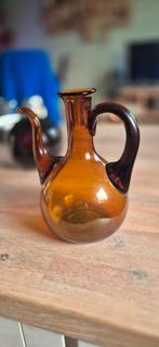 Vintage handgeblazen waterkan amberglas, Antiek en Kunst, Antiek | Glas en Kristal, Ophalen of Verzenden