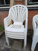 4 stapelstoelen met hoge rug en 4 kussens, Tuin en Terras, Ophalen