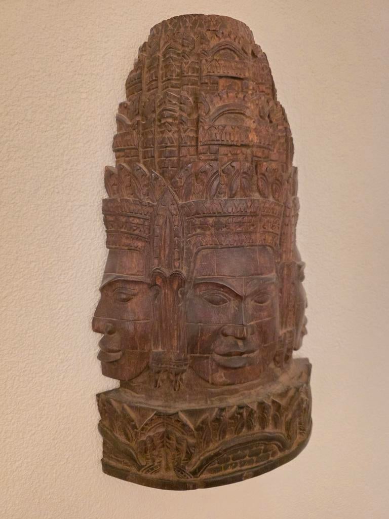 Houten beeld met meerdere gezichten Angkor Thom, Ophalen of Verzenden