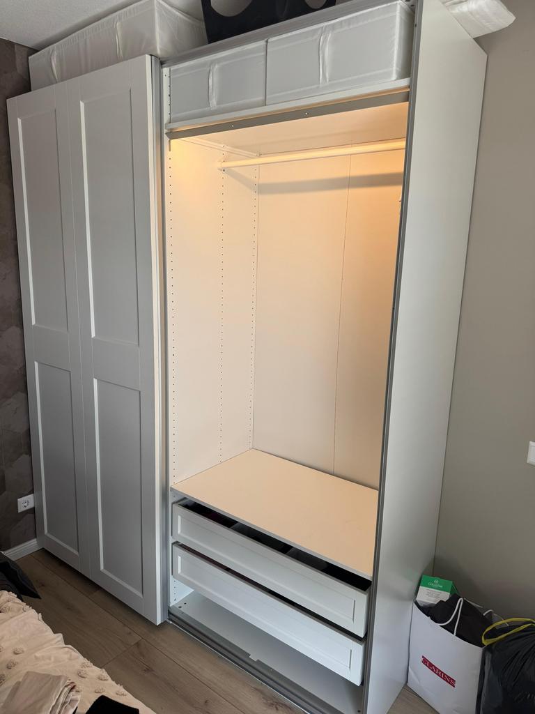IKEA PAX kast wit met deuren en lades, Ophalen, 200 cm of meer, Zo goed als nieuw, Met lade(s)