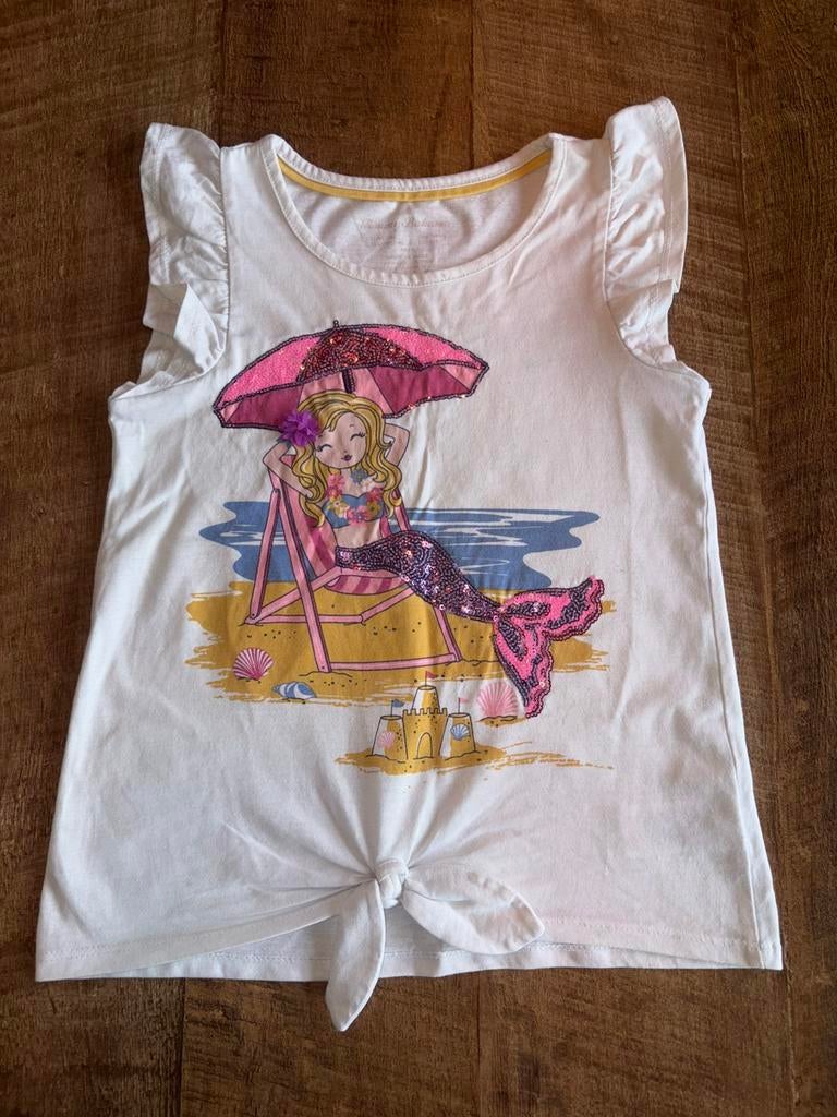 Shirt met zeemeerminopdruk maat 128, Kinderen en Baby's, Kinderkleding | Maat 128, Ophalen of Verzenden, Zo goed als nieuw, Meisje