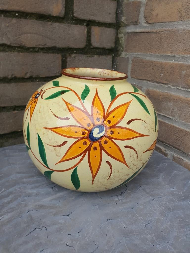 Gouds plateel vaas “Inge” – handbeschilderd, Ophalen of Verzenden