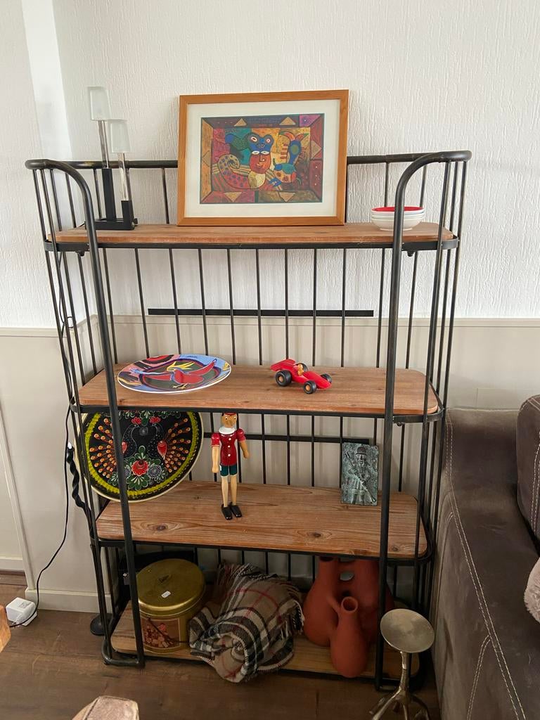 Bakkerskast / Industriële Stellingkast met Houten Planken, Ophalen, Gebruikt