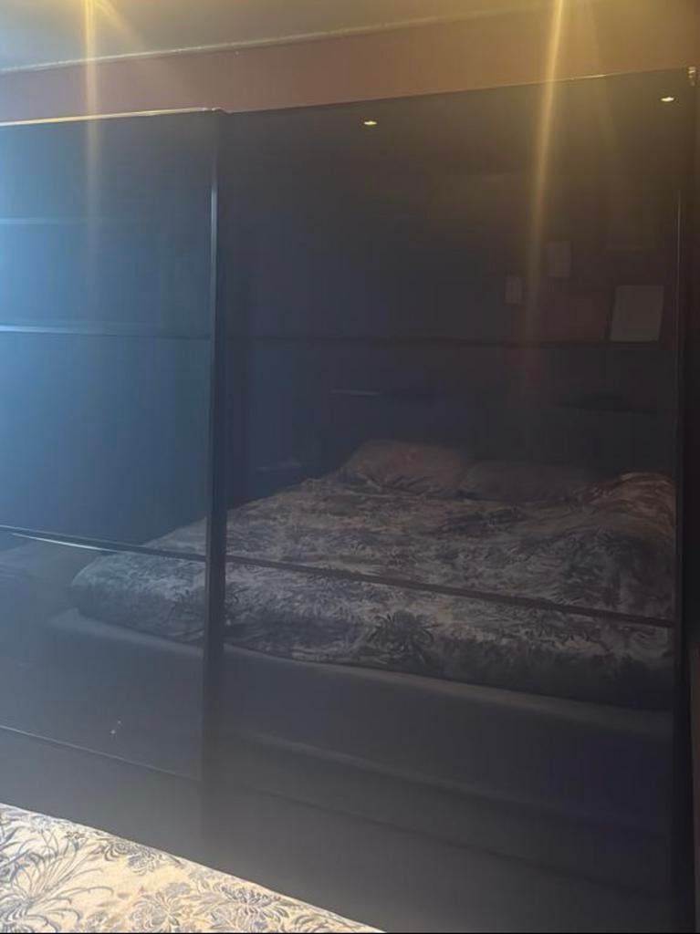 Schuifdeuren Pax kast frosted rookglas 200x201, Ophalen, Zo goed als nieuw, 200 cm of meer, 200 cm of meer