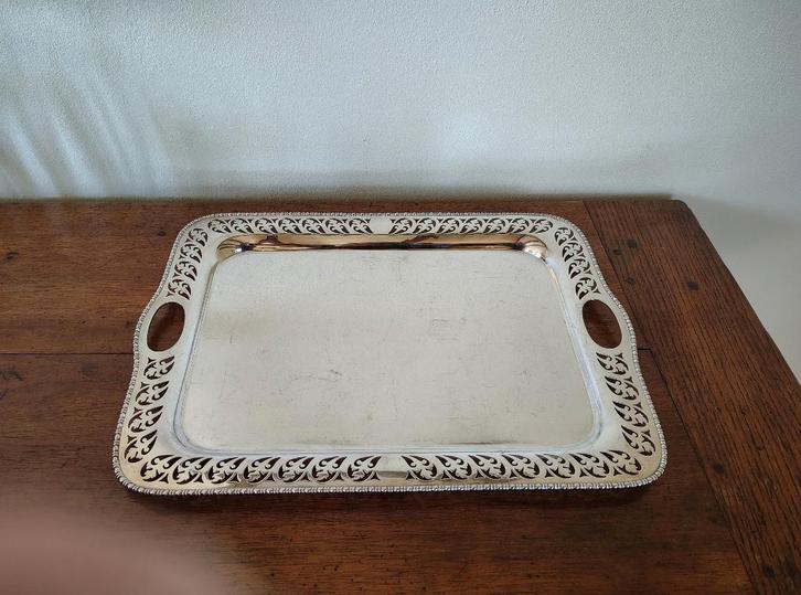 Serveerschaal, dienblad verzilverd, vintage, Antiek en Kunst, Curiosa en Brocante, Ophalen of Verzenden