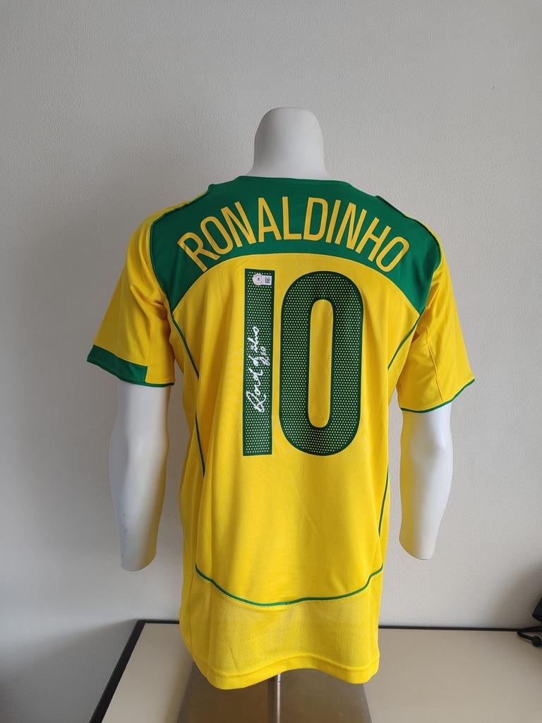 Ronaldinho gesigneerd Brazilië shirt met Beckett coa, Ophalen of Verzenden, Nieuw, Buitenlandse clubs, Shirt
