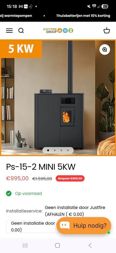 Pelletkachel 5KW 2 jaar oud goed schoonmaken, Ophalen of Verzenden, Zo goed als nieuw, Overige brandstoffen, Pelletkachel