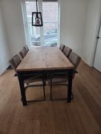 Industriële eettafel met 6 stoelen - Pronto, Gebruikt, 50 tot 100 cm, Vijf personen of meer, 150 tot 200 cm