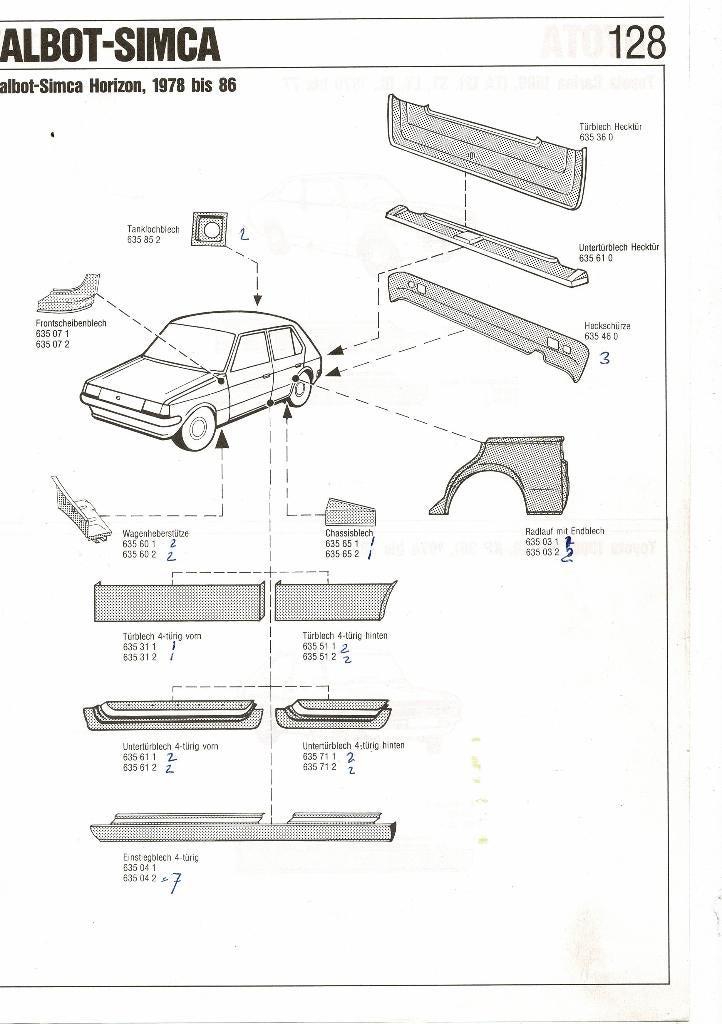 Plaatwerk Simca Talbot Horizon 4 1978-86, Ophalen of Verzenden