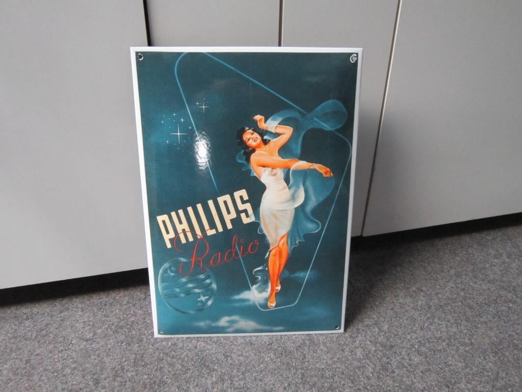 PHILIPS EMAILLE RECLAMEBORD, Verzamelen, Ophalen, Zo goed als nieuw, Reclamebord