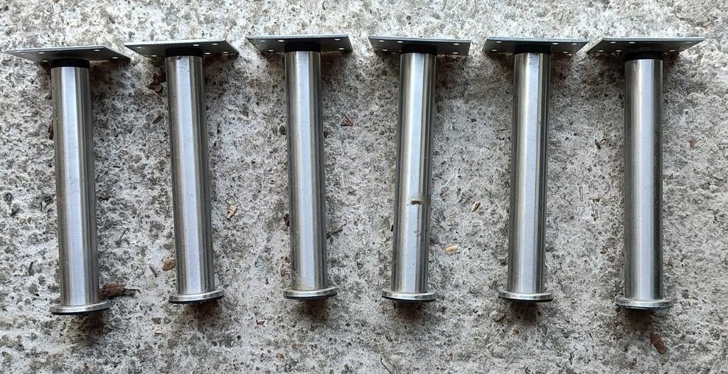 Ikea Capita poten RVS 21cm (8 stuks) - verstelbaar, Tafelpoot, Minder dan 50 cm, Gebruikt, Rond