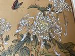 Japanse schildering op zijde, vlinders en bloemen, Antiek en Kunst, Ophalen of Verzenden