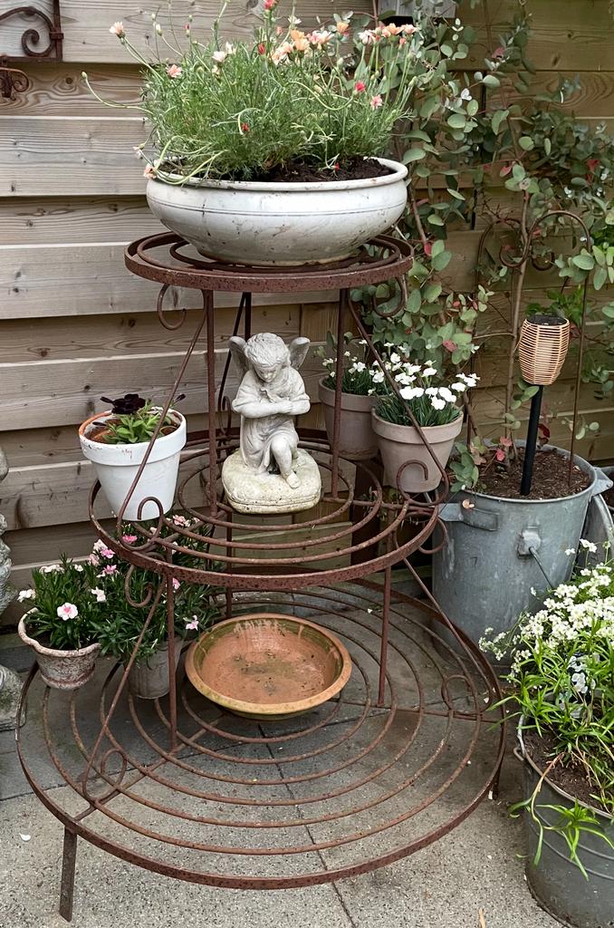 Groot landelijk brocante,plantenrek,etagere, Ophalen, Gebruikt