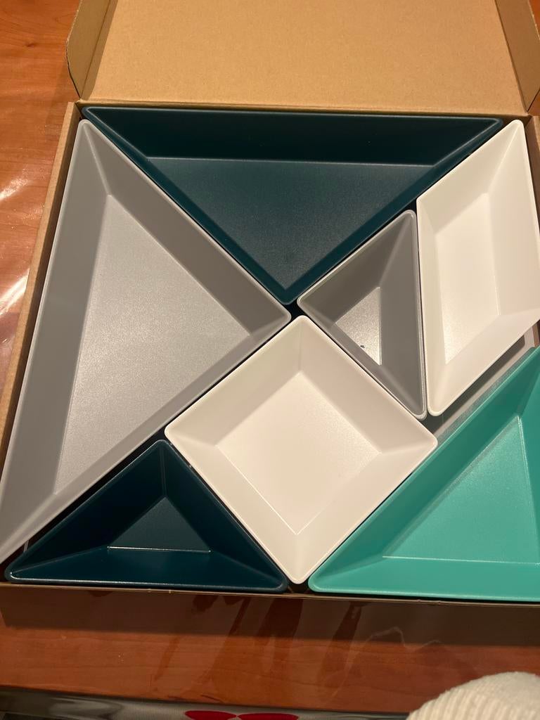 Koziol Serveerschaal Tangram Ready Gourmet-Set 7-delig, Ophalen, Overige materialen, Nieuw, Schaal of Schalen