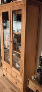 Kast vitrine hout, Huis en Inrichting, Kasten | Vitrinekasten, Ophalen, Gebruikt, Met deur(en), Glas