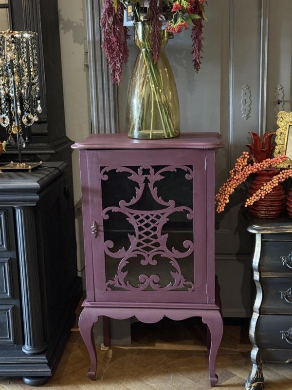 Antiek vitrinekastje, vintage kast, brocante kastje VdlM, Ophalen, 50 tot 100 cm, Zo goed als nieuw, Minder dan 100 cm