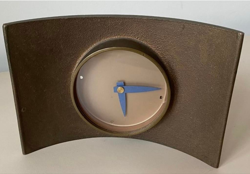 Paul Schudel bronzen bureau klok Design., Antiek en Kunst, Kunst | Designobjecten, Ophalen of Verzenden
