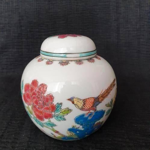 Vintage Chinese gemberpot met deksel, handgeschilderd, Antiek en Kunst, Antiek | Porselein, Ophalen of Verzenden