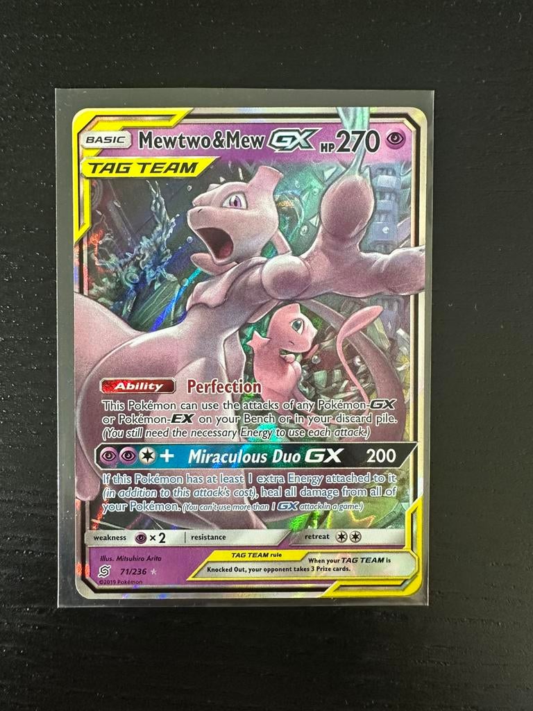 Pokémon Mewtwo & Mew GX UNM71 Tag Team, Ophalen of Verzenden, Zo goed als nieuw