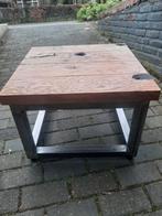 Bijzettafel staal met eiken blad van wagondelen, Gebruikt, Hout, Ophalen