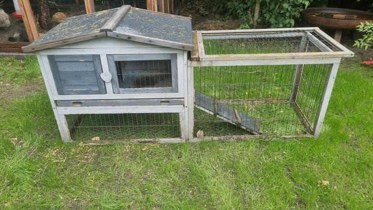 Gebruikt konijnenhokje met ren, Dieren en Toebehoren, Knaagdieren en Konijnen | Hokken en Kooien, Gebruikt, Hok, 60 tot 90 cm