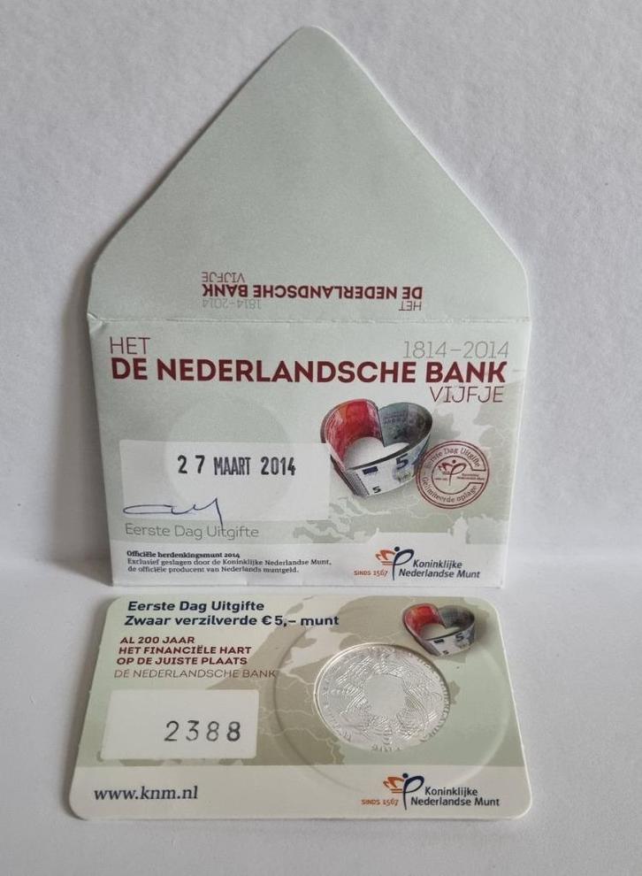 Eerste dag uitgifte coincard 2014 De Nederlandsche Bank EDC, Postzegels en Munten, Munten | Nederland, Euro's, Ophalen of Verzenden