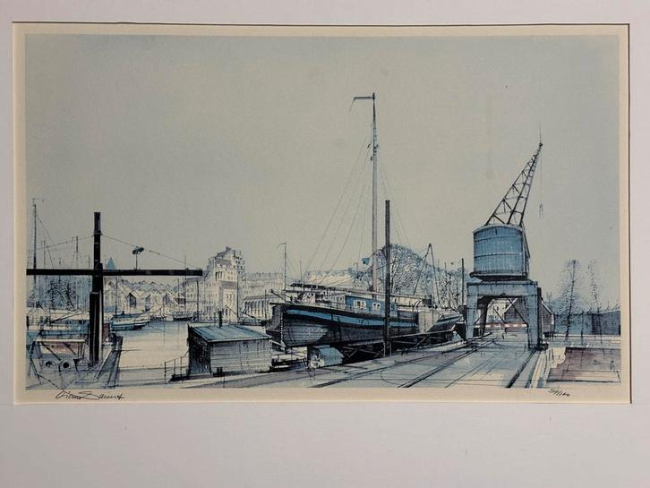 Ciano Siewert - Litho Oude Haven Rotterdam, Antiek en Kunst, Kunst | Tekeningen en Foto's, Ophalen of Verzenden