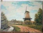 schilderij olieverf molen Hollands Landschap J. van Dijk, Ophalen