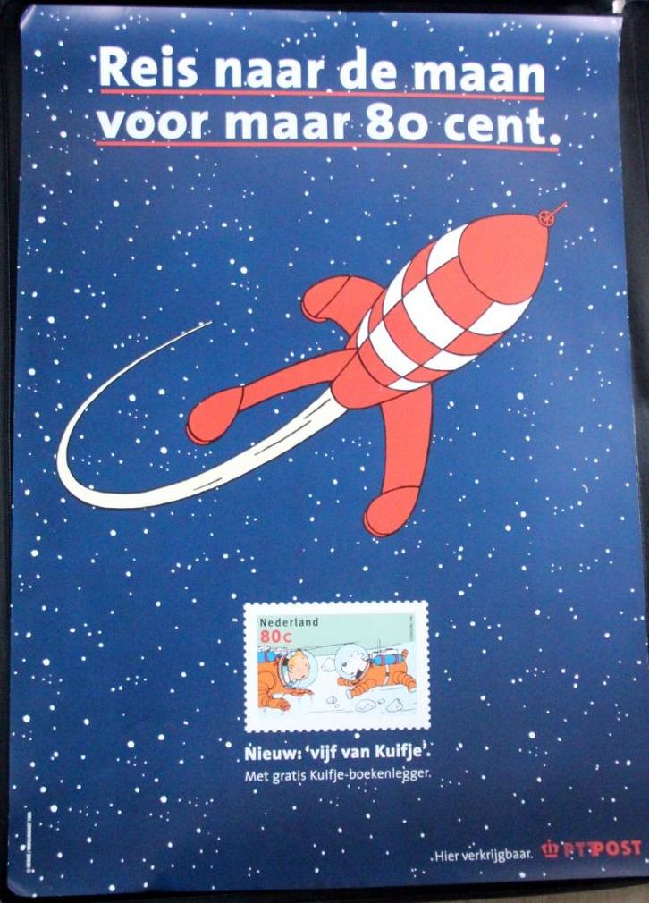 Kuifje Poster Tintin raket fusée, Verzamelen, Stripfiguren, Zo goed als nieuw, Overige typen, Kuifje, Verzenden